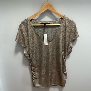 White House Black Market Brown Flutter Sleeve Blouse